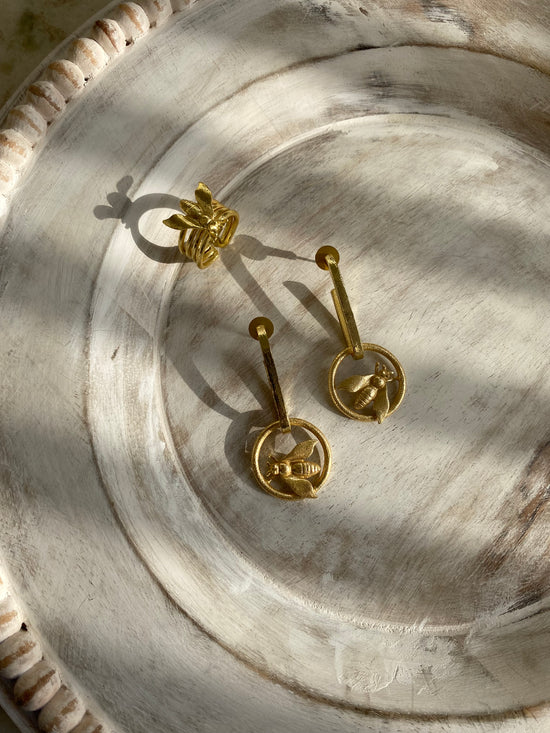 Bees ring + earrings