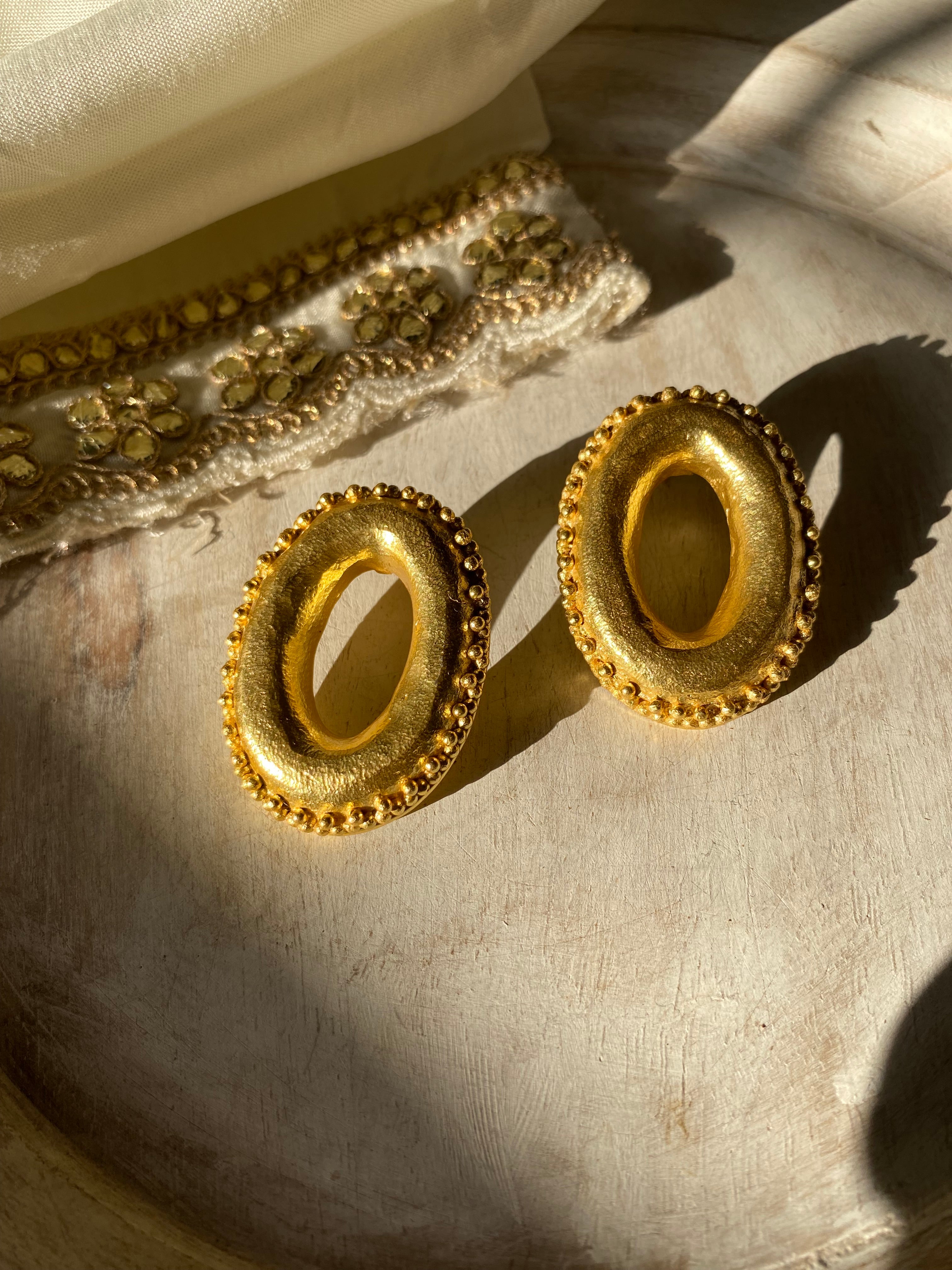 Riya styling Lumpy Loops 18k gold plated chunky hoop earrings by Baala Jewels