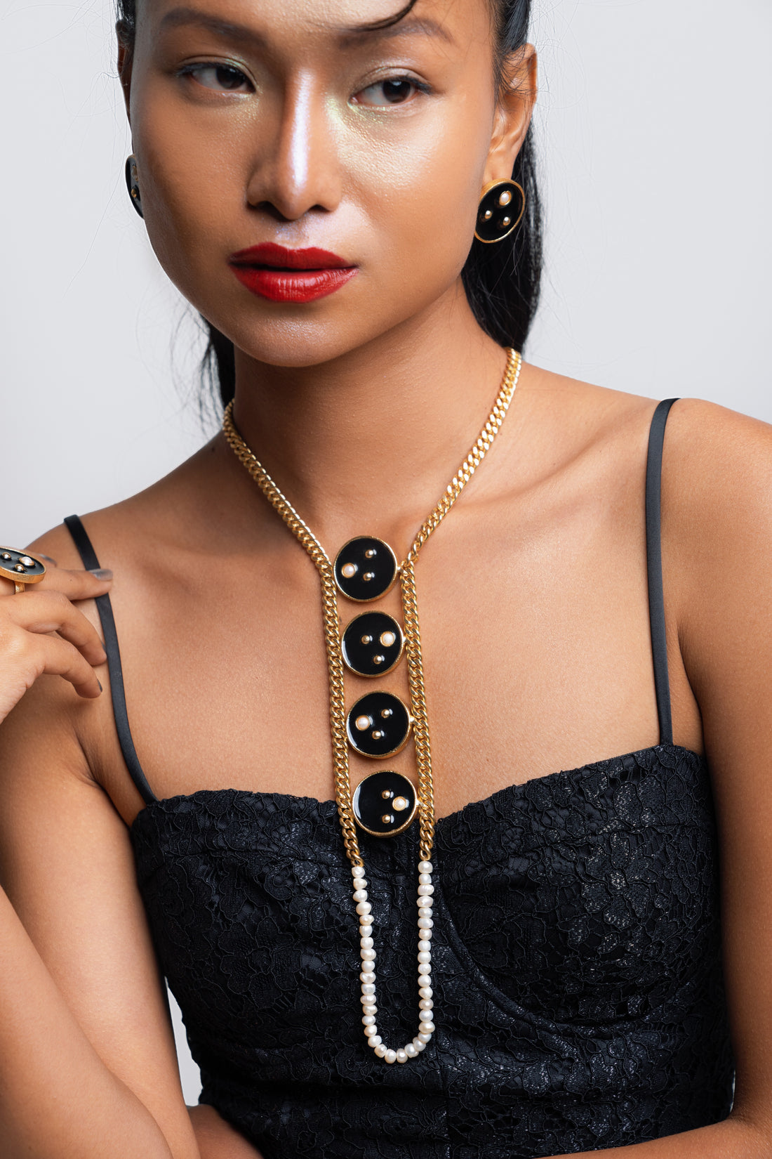 Black Moti statement necklace