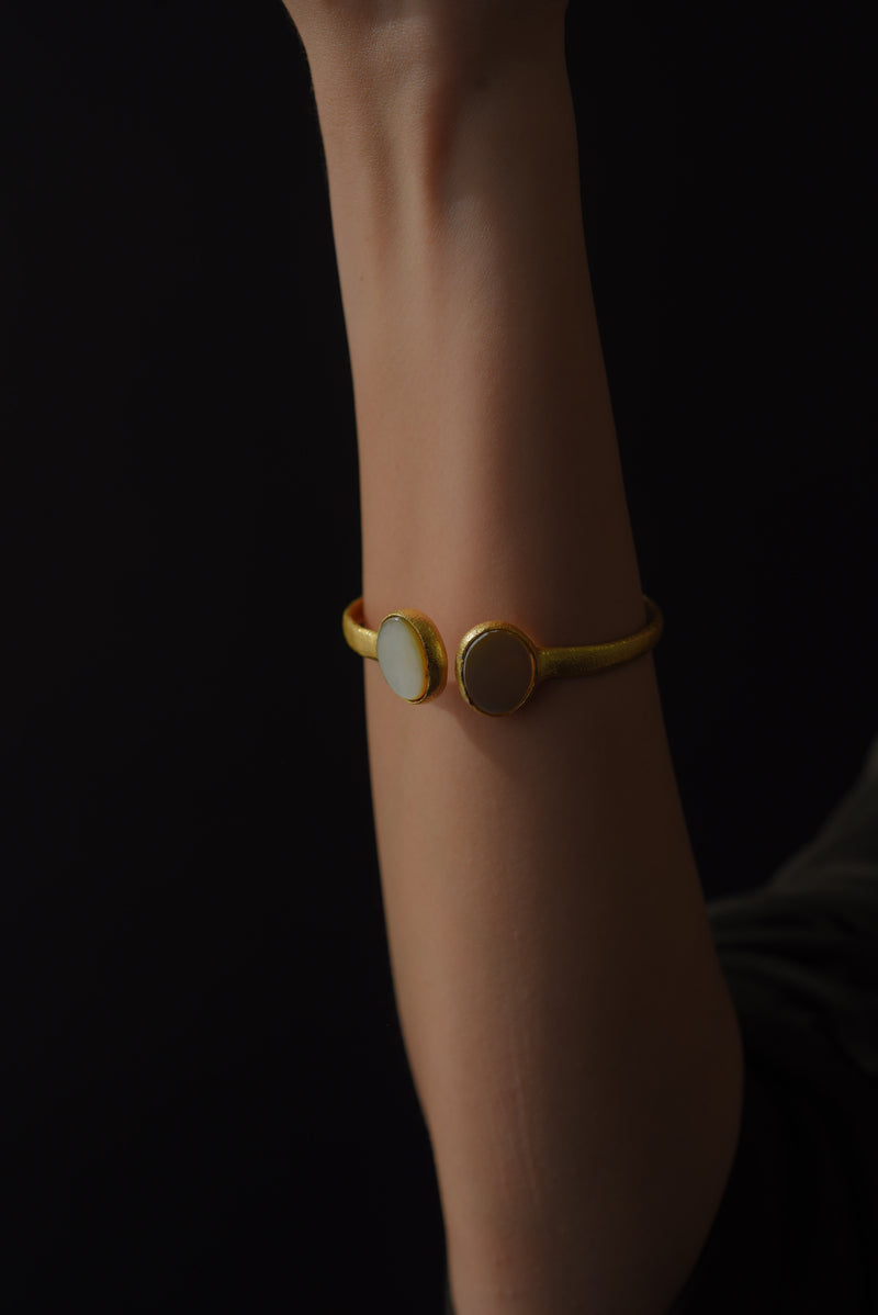 Gold Plated Gemstone open cuff Bracelet for women