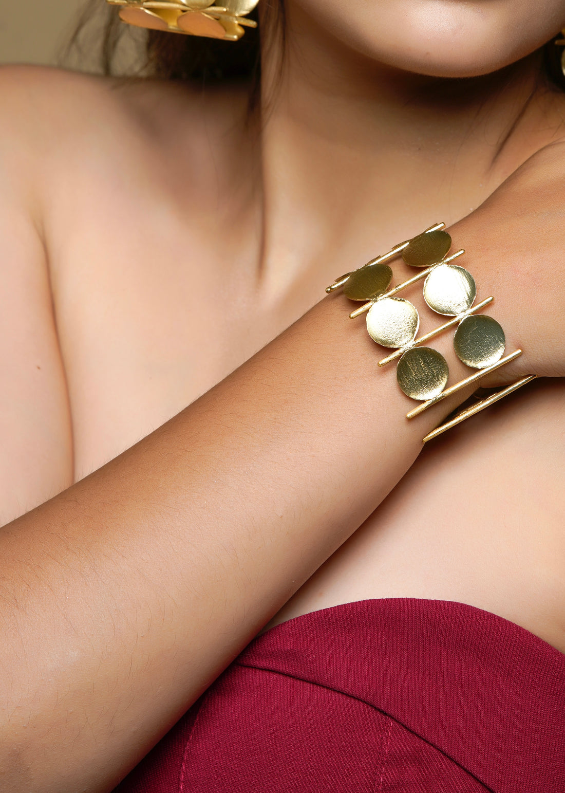 women gold plated open cuff adjustable bracelet