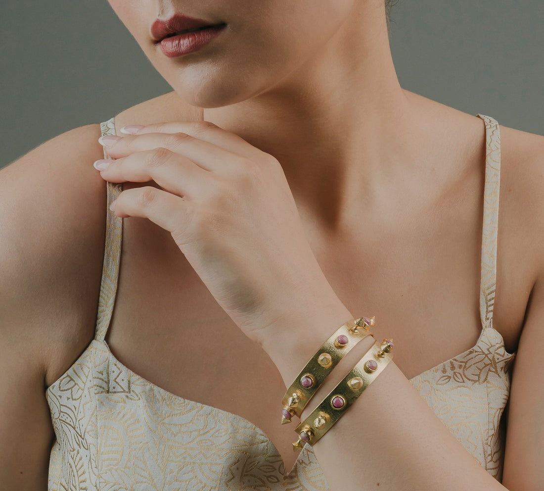women's gold-plated stack bracelet