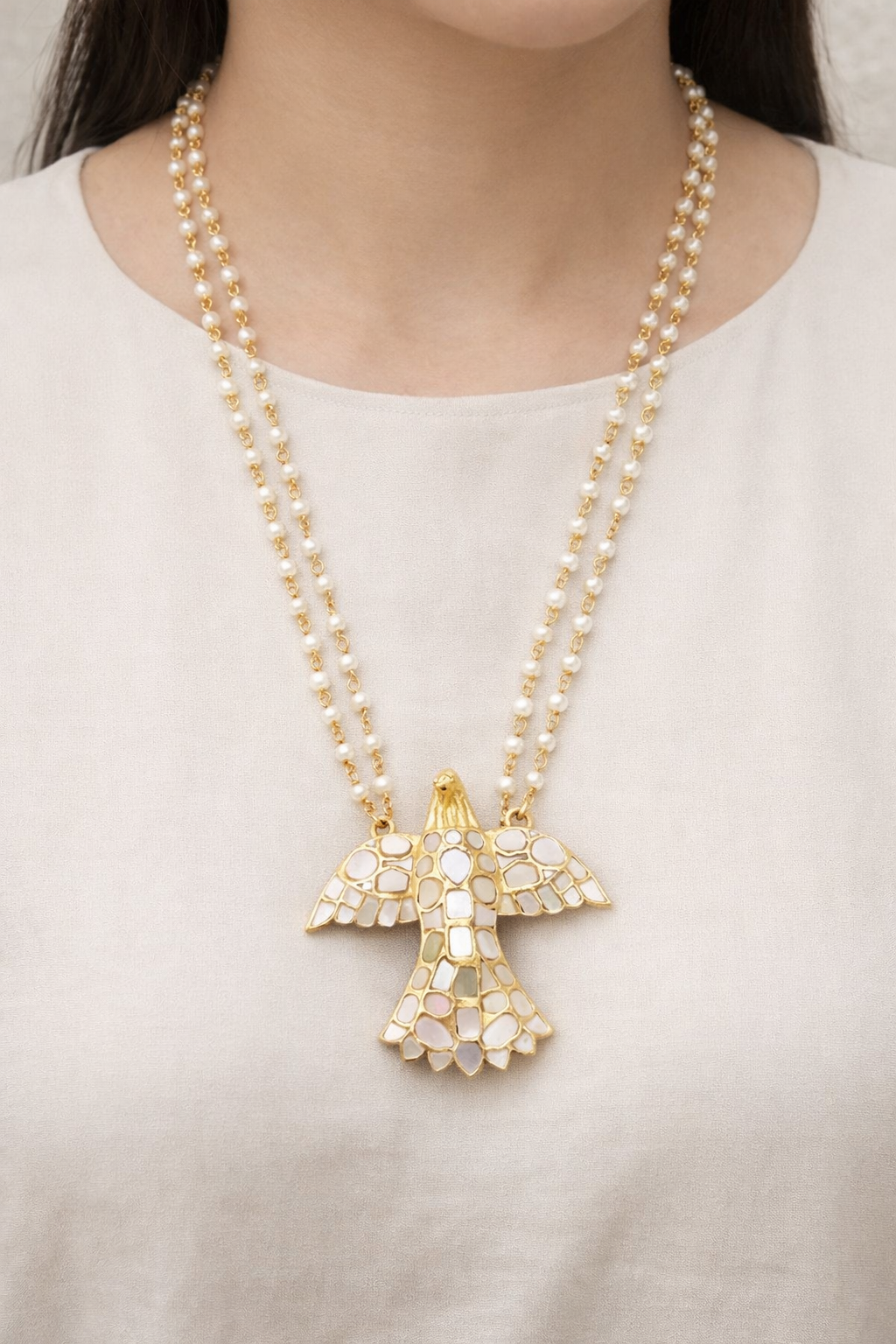 MOP Eagle necklace gold