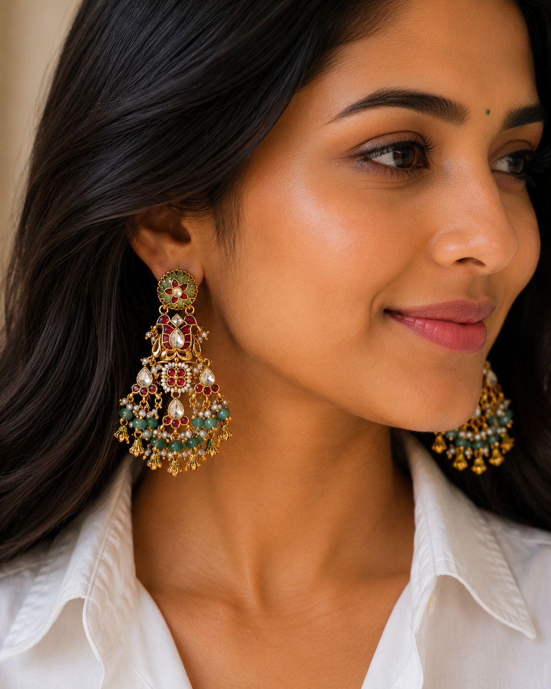 Rajhwadi Kundan Earrings