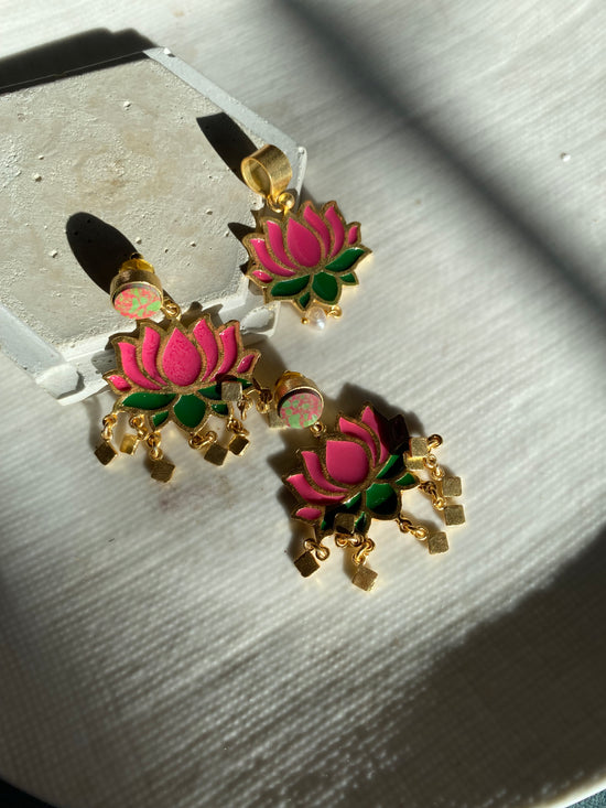 Lotus Pearl Pendant + Earrings