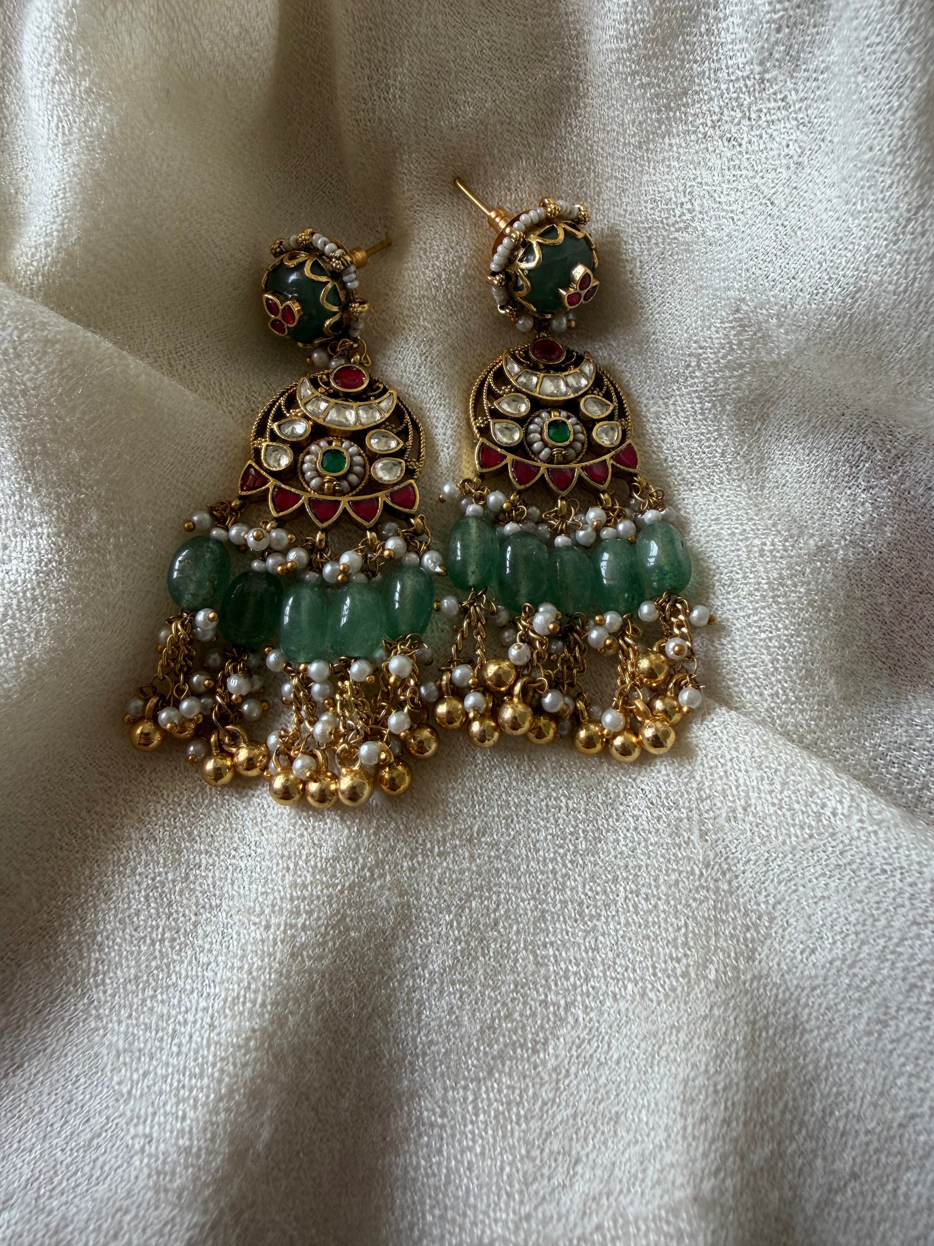 traditional Kundan Meenakari earrings 