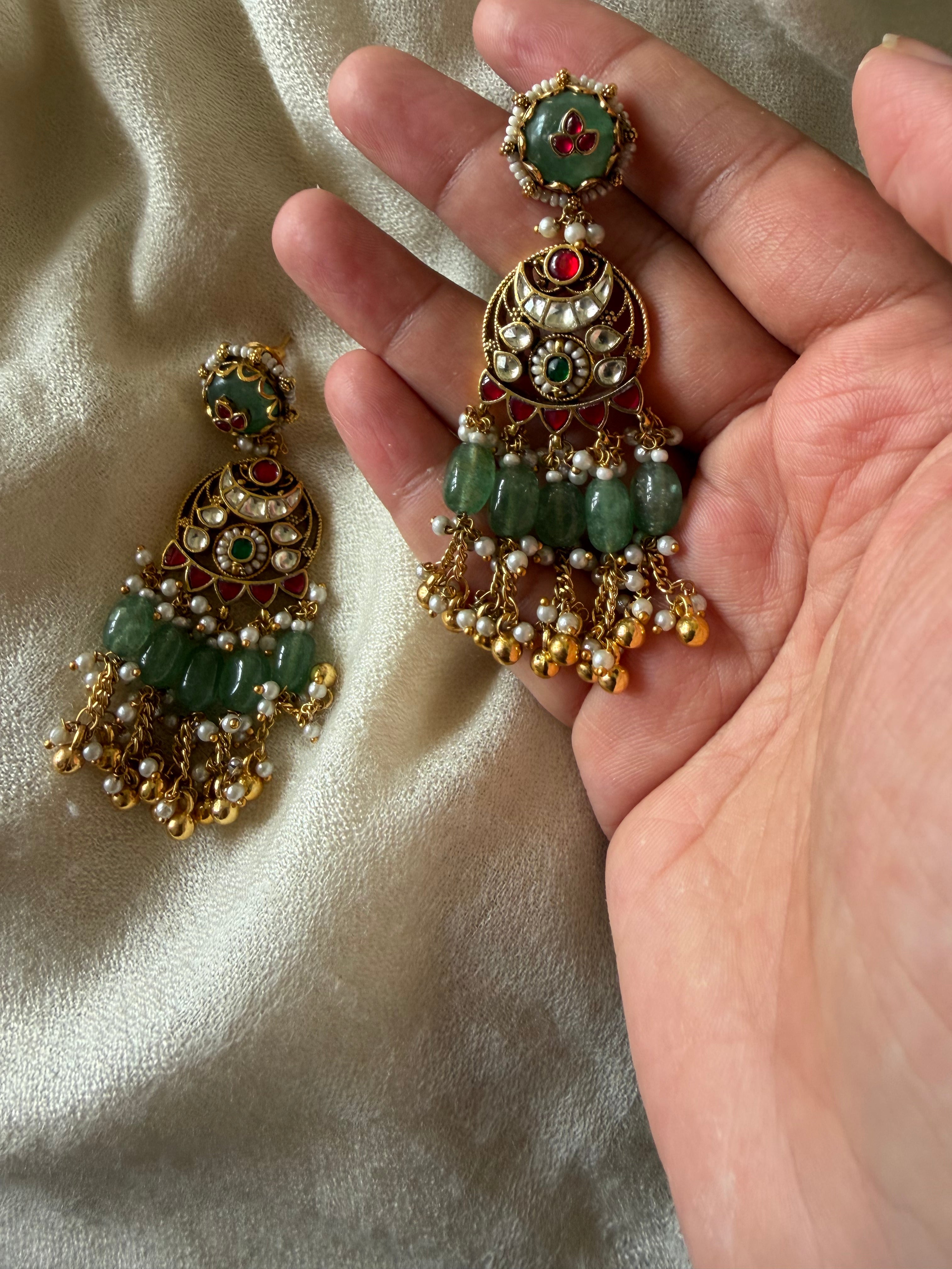 buy best kundan meenakri earring entail with ghooghri in ahmedabad