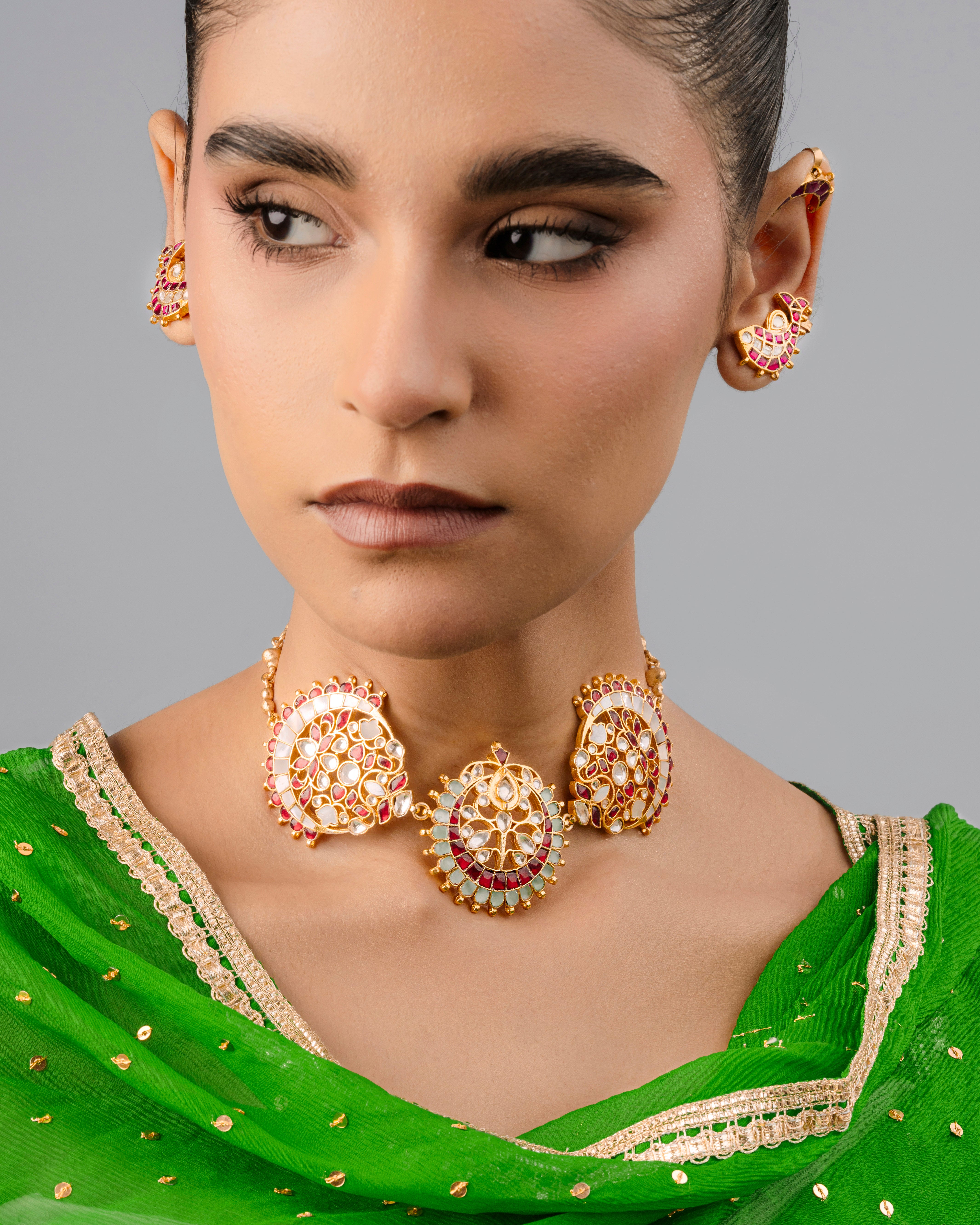 Buy Moon Floral Kundan Necklace for women online