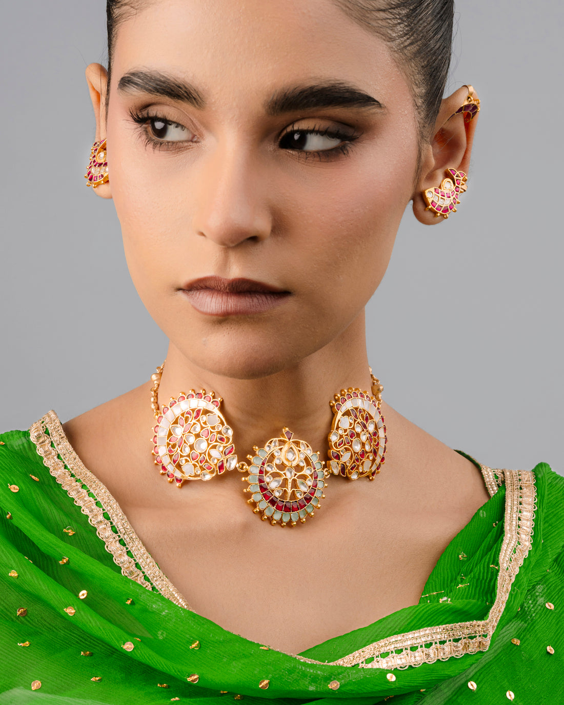 Buy Moon Floral Kundan Necklace for women online