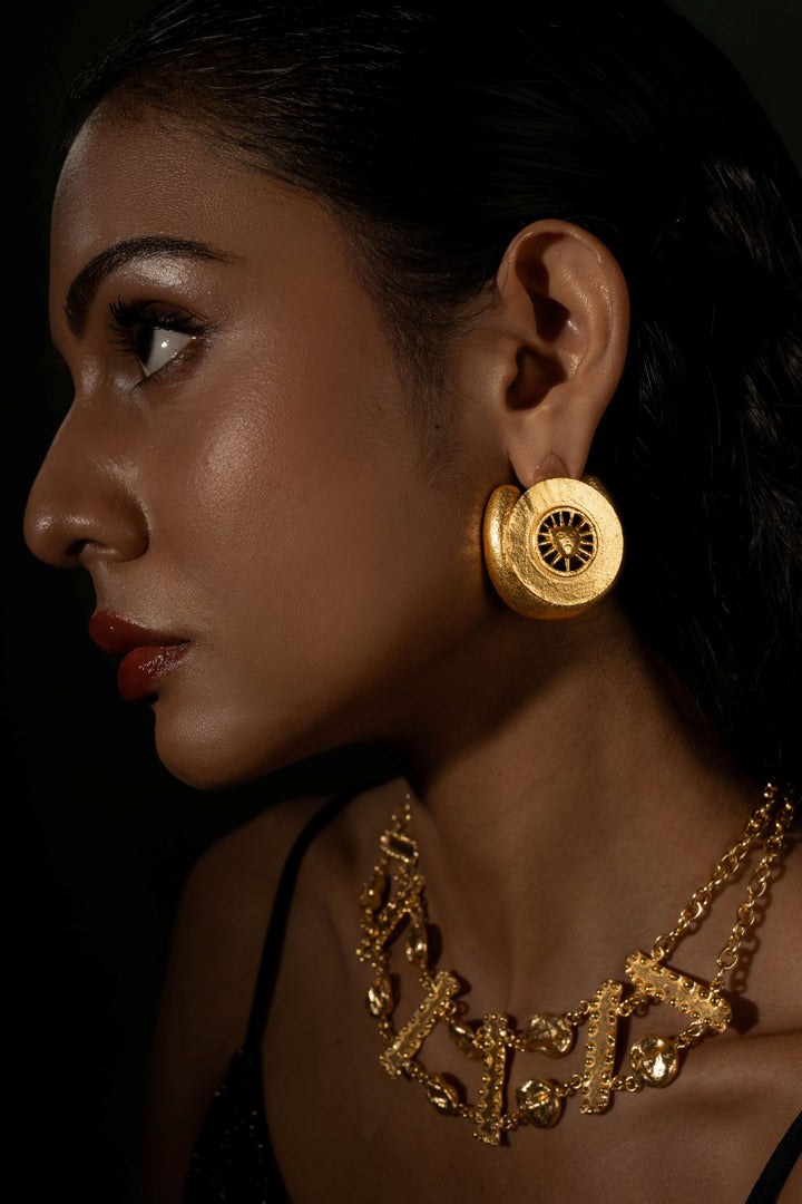 statement sun stud earring for women
