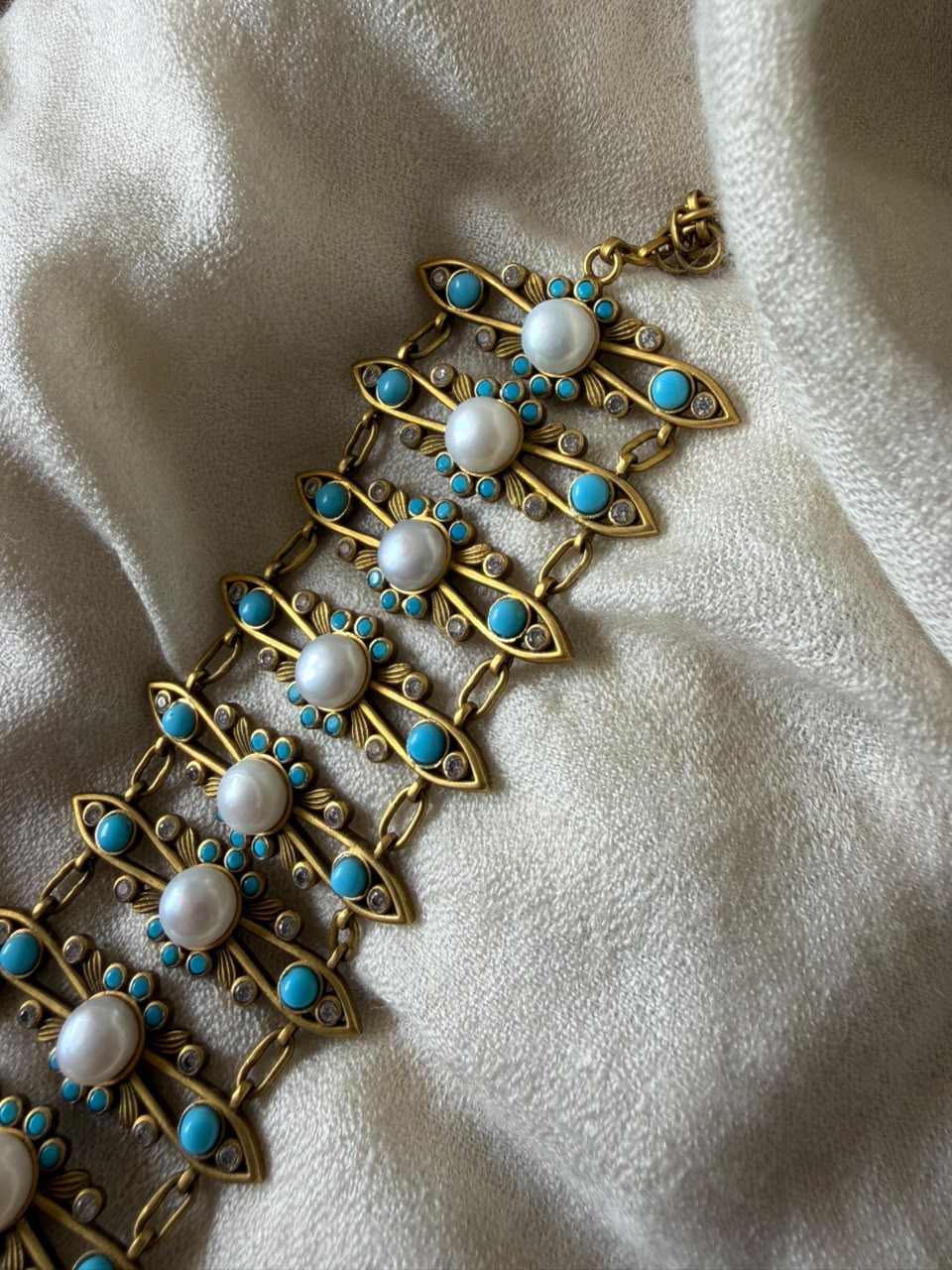 traditional handcrafted Meenakari and Pearl Statement Bracelet for women