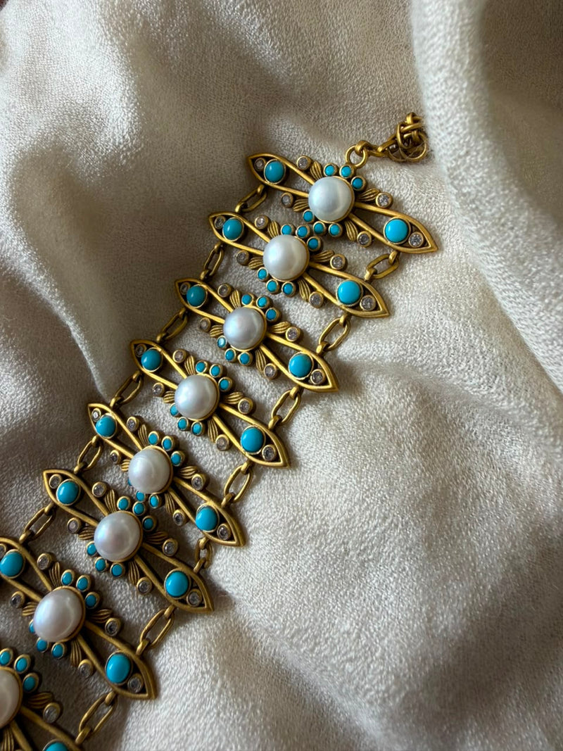 traditional handcrafted Meenakari and Pearl Statement Bracelet for women