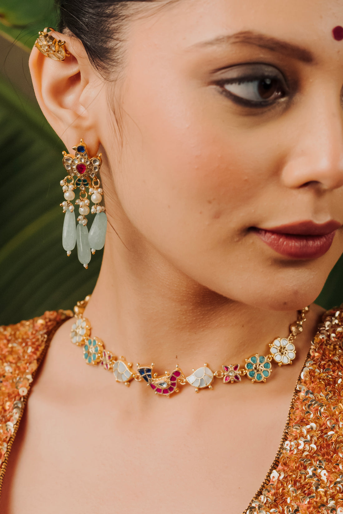 gold plated kundan choker necklace for women online