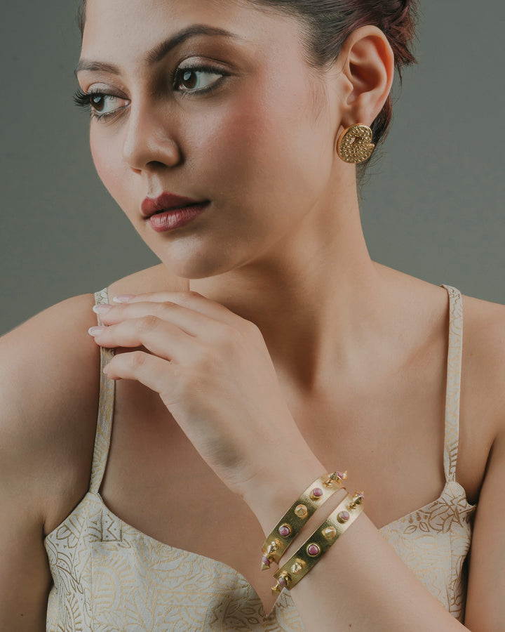 buy women's gold-plated stone bangles in India.