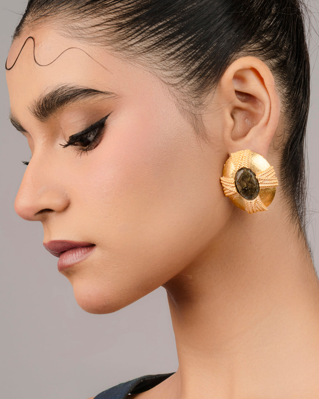 buy lebradorit stone stud earring for women