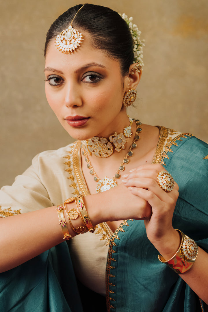 Traditional mother of pearl Chandni Mangtika forehead jewelry by Baala Jewels