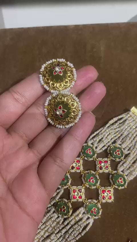 Madhubala Kundan stone carved Studs