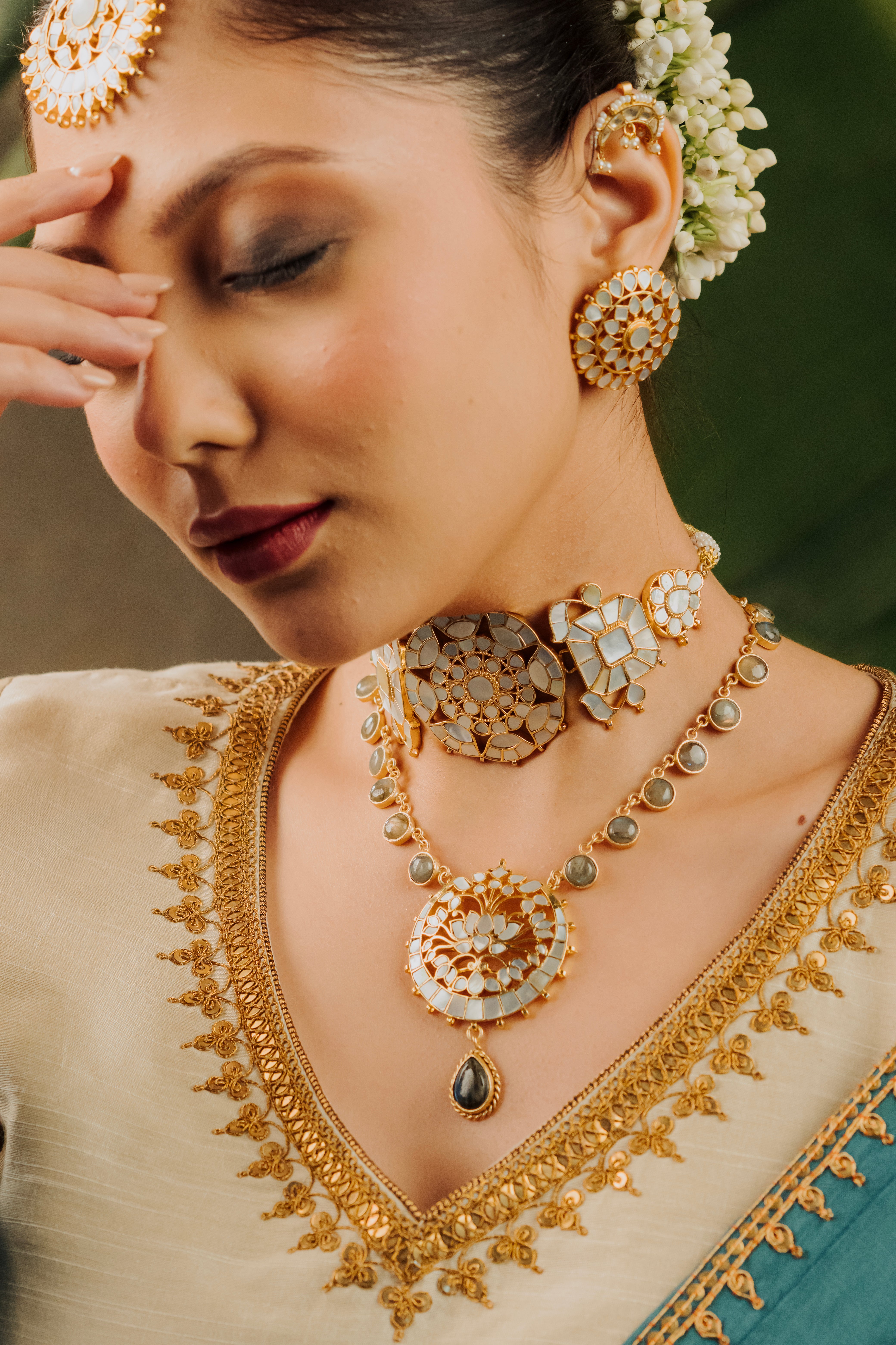 traditional MOP statement jewelry set for women