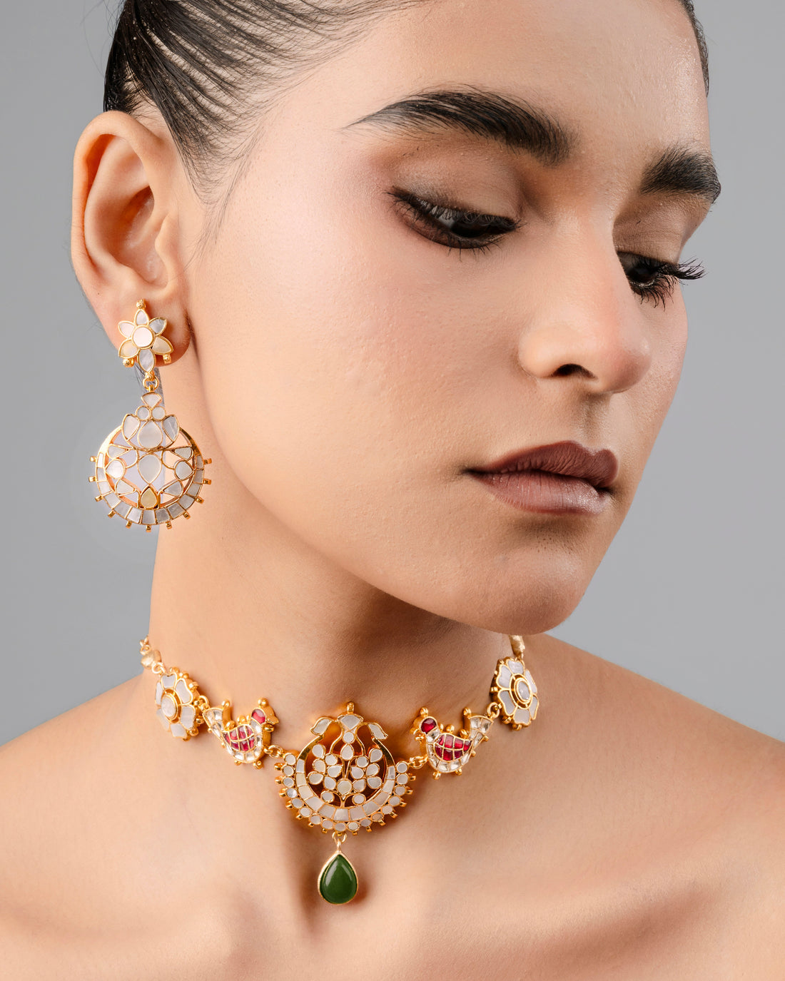 white mother of pearl flower dangle earrings for women in ahmedabad
